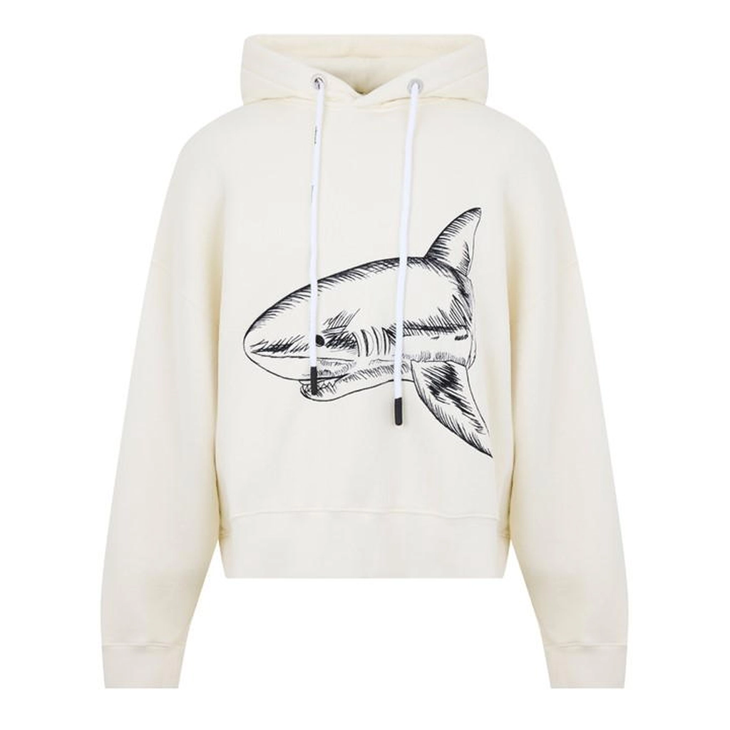 Palm Angels Shark Print Hoodie - Cream